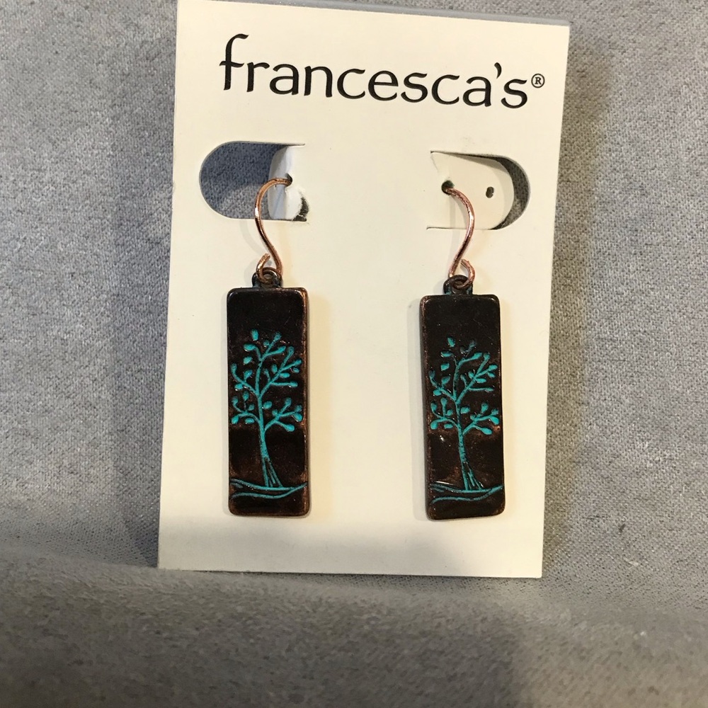 Francesca's Elegant Brown and Teal Earrings
